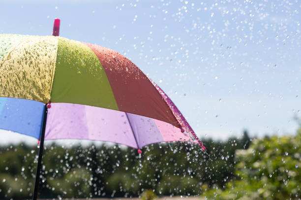 istock Colorful umbrella and summer rain. 1408277913