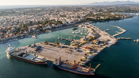 aerial view of the harbor in preveza