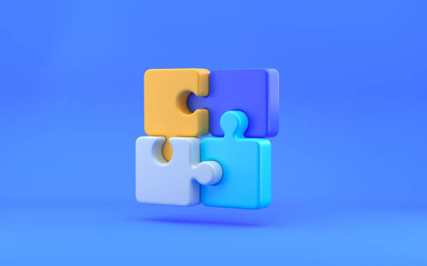 istock Problem-solving, business concept. Colorful yellow blue Jigsaw puzzle pieces on blue background. 3d rendering 1408280096