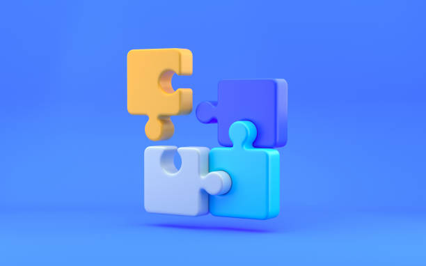 istock Problem-solving, business concept. Colorful Jigsaw puzzle pieces on blue background. 3d rendering 1408280106