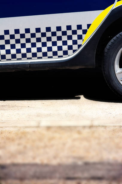 istock Checkered decal in a police car 1408282402