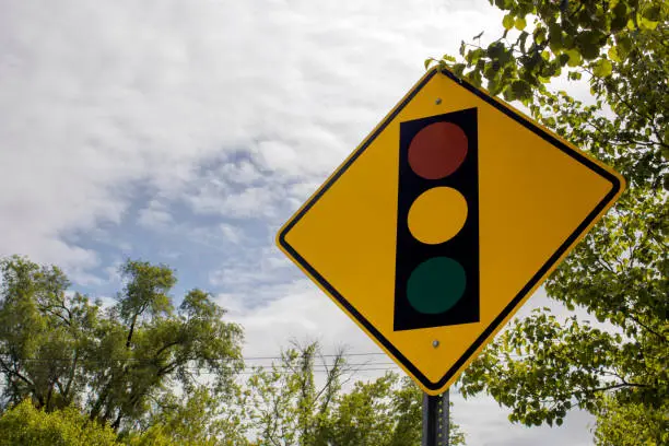 sign visualization icon to slow down you are approching a traffic light signal ahead