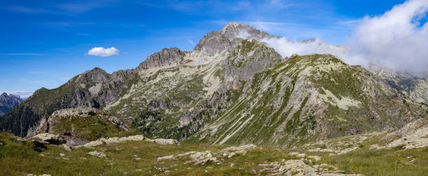 istock high mountain panorama with blue sky and clouds, Italian dolomites 1408291328