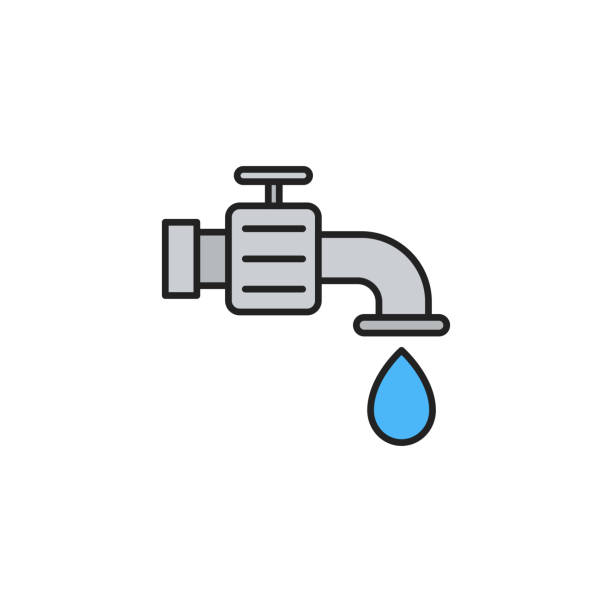 Tap drop icon. Water faucet symbol. High quality coloured vector illustration. Tap drop icon. Water faucet symbol. High quality coloured vector illustration. plumber tablet stock illustrations