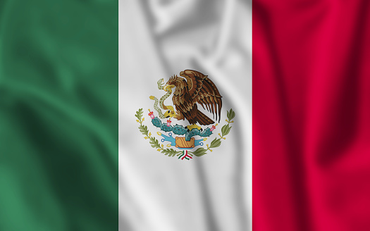 Flag of Mexico. Mexico flag waving with the wind, Illustration.