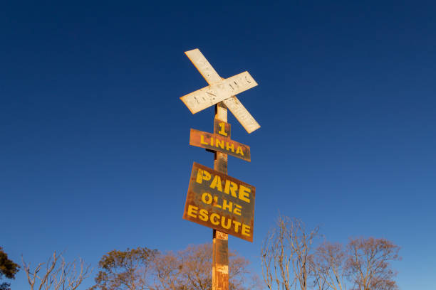 warning light and sign of the railway