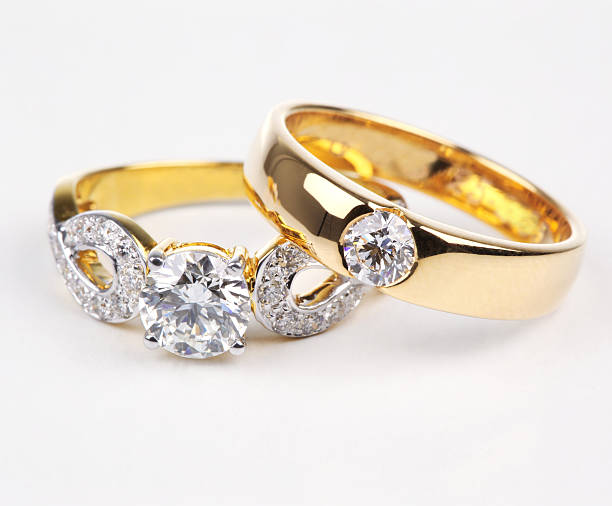 istock Two styles of golden ring with diamond. 140830421