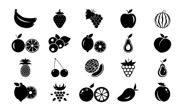 Top 20 fresh fruits vector illustration in black. Set of summer fruits EPS 10. Healthy vegan food. Diet vitamin collection of vegeterian, sweet, nature, glyph, super healthiest and nutritious fruit. Top 20 fresh fruits vector illustration in black. Set of summer fruits EPS 10. Healthy vegan food. Diet vitamin collection of vegeterian, sweet, nature, glyph, super healthiest and nutritious fruit perfect pear stock illustrations