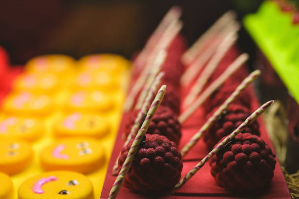 Dessert arranged on a plate at a gala banquet.