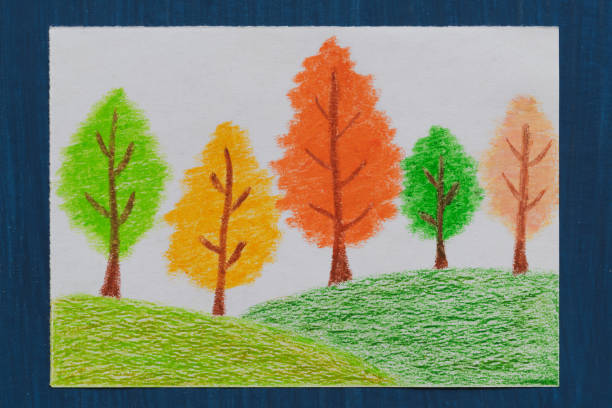 Child's Drawing -colorful forest.autumn trees
