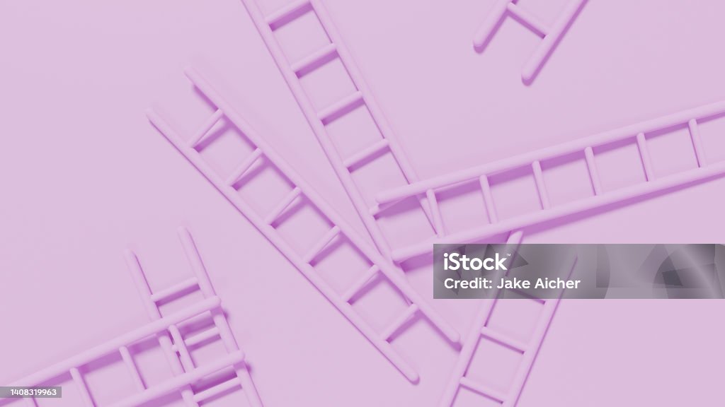 Sparse Ladder Various Ladders Scattered On Smooth Flat Surface Stacked From Above ...