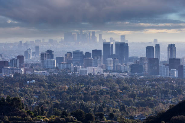 Century City and Downtown Los Angeles Storm stock photo