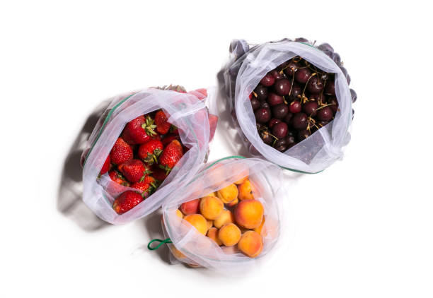 istock berries in eco bags, eco-friendly use 1408326625