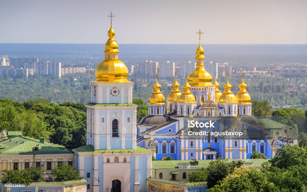 St. Michael s Golden-Domed Monastery high angle view, Kyiv - Ukraine Beautiful St. Michael s Golden-Domed Monastery high angle view, Kyiv - Ukraine Kyiv Stock Photo