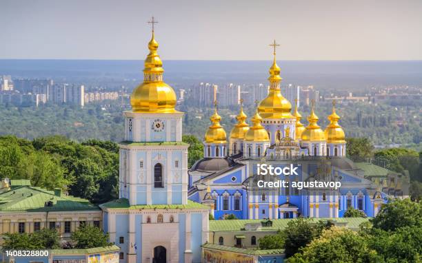 St Michael S Goldendomed Monastery High Angle View Kyiv Ukraine Stock Photo - Download Image Now