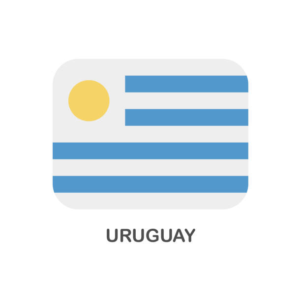 우루과이의 국기 - 벡터 사각형 플랫 아이콘 - uruguayan flag stock illustrations