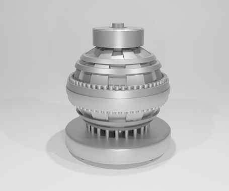 Isolated magnetic confinement fusion power reactor 3d rendering