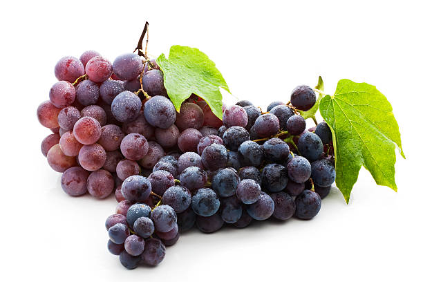 Red Grape With Green Leaf stock photo