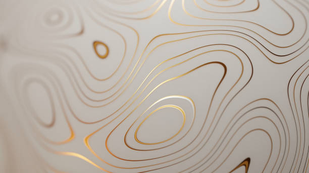 Elegant marble surface with wavy gold streaks. Abstract background close up. Digital 3D rendering. Elegant marble surface with wavy gold streaks. Abstract background close up. Digital 3D rendering. procedural generation stock pictures, royalty-free photos & images
