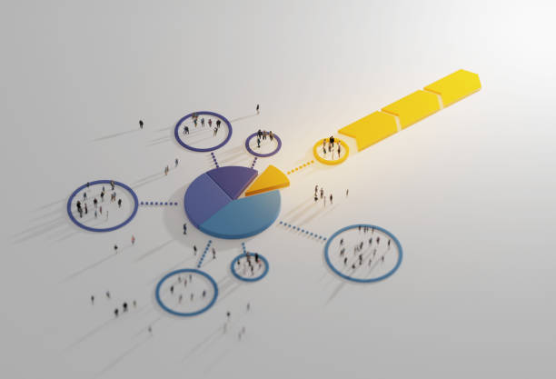 Top professional talent, abstract concept. Pie chart highlighting a small group of people from the rest. Digital 3D rendering. Top professional talent, abstract concept. Pie chart highlighting a small group of people from the rest. Digital 3D rendering. corporate hierarchy stock pictures, royalty-free photos & images