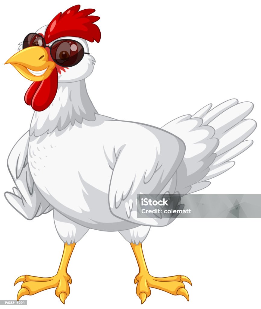 Gà Trắng Đeo Kính Râm Nhân Vật Hoạt Hình Hình minh họa Sẵn có ...