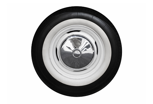 Vintage car wheel isolated on white background