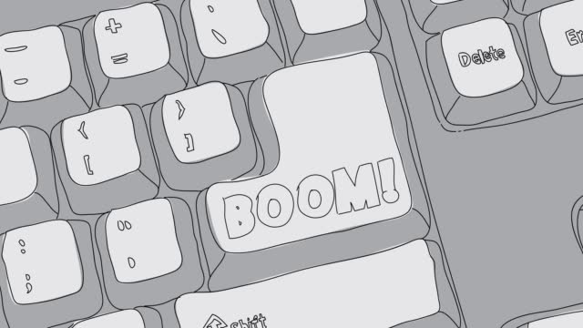 Computer Keyboard with Boom text.