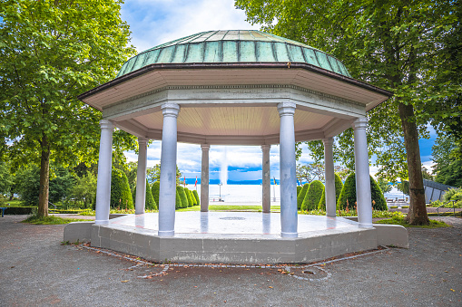 Friedrichshafen park by the Bodensee lake pavilion view, Baden-Württemberg region of Germany