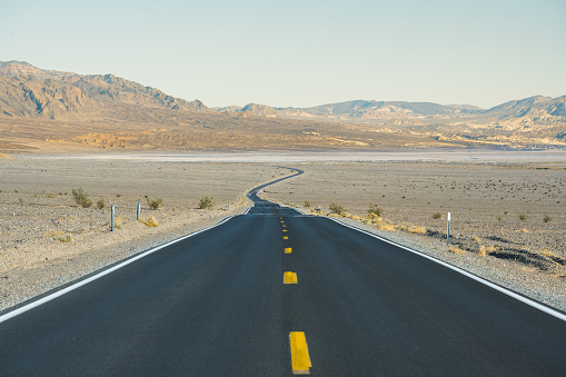 Road in the desert of Death Valley, California.