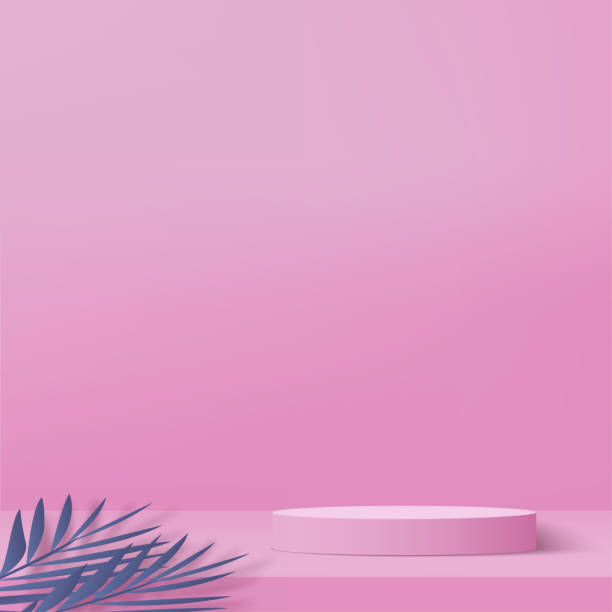 istock 3d pink podium and minimal pink wall scene. 3d podium minimal abstract background. Vector 1408350615