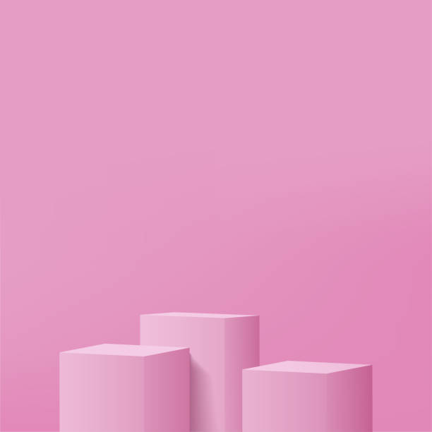 istock 3d pink podium and minimal pink wall scene. 3d podium minimal abstract background. Vector 1408351183
