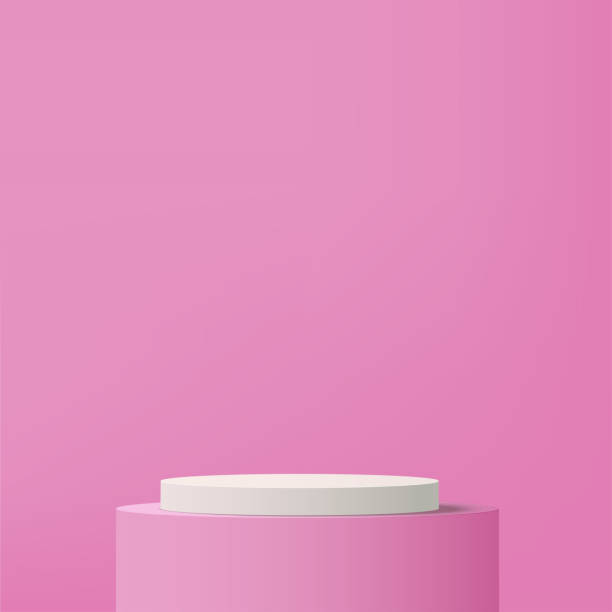 istock 3d pink podium and minimal pink wall scene. 3d podium minimal abstract background. Vector 1408351455