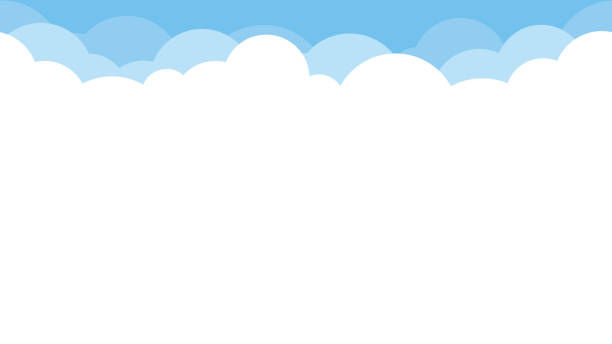 Cute white cloud on bright blue sky seamless pattern border background. Cute white cloud on bright blue sky seamless pattern border background. Flat vector illustration. bedroom borders stock illustrations