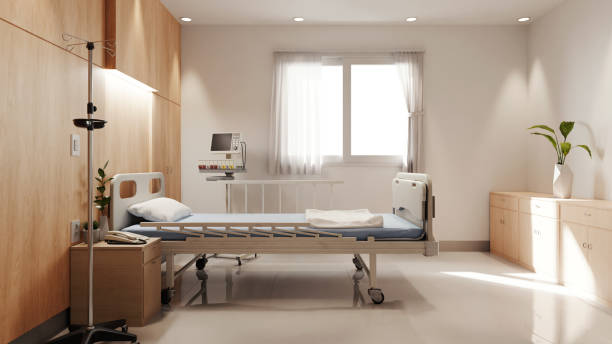 istock comfortable Hospital room with bed and equipment 1408360169