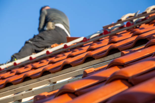istock Roofing work, new covering of a tiled roof 1408361159