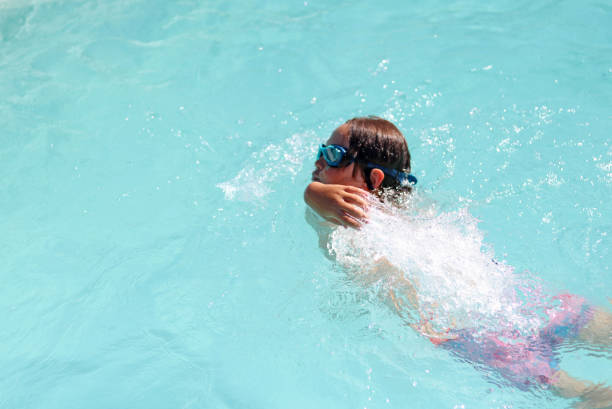 istock Boy enjoying in a swimming pool 1408363119