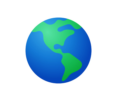 Vector illustration of planet Earth showing North America, Central America and South America. Cut out design element on a transparent background on the vector file.