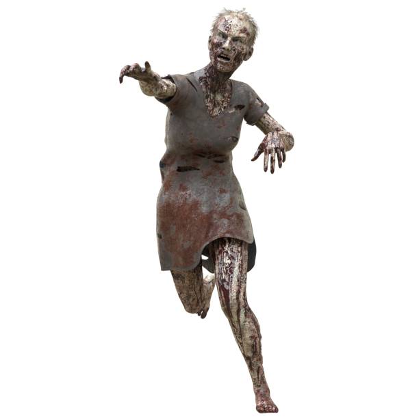 Zombie girl isolated white background 3d illustration stock photo