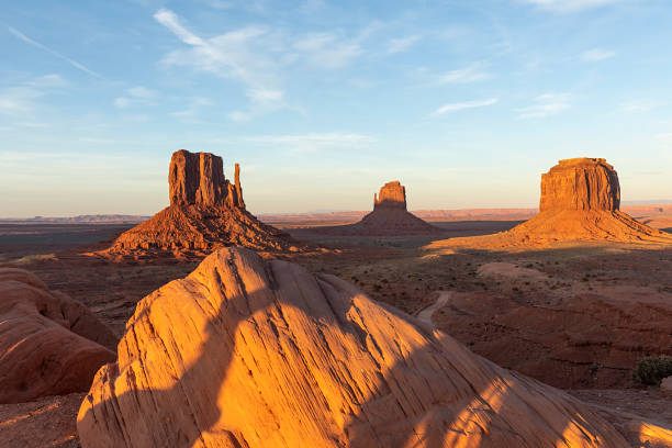 istock panoramic view of Monument valley in sunrise 1408373123