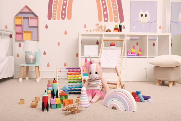 istock Many different toys on floor in child's room 1408374310