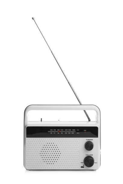 istock Portable retro radio receiver isolated on white 1408374819