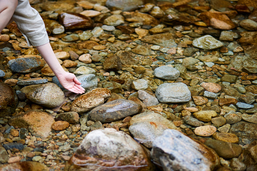 Beautiful rivers and young Japanese women