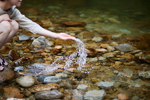 Beautiful rivers and young Japanese women