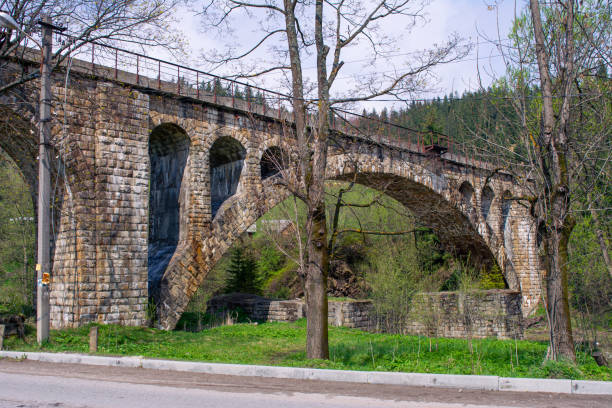 istock Railway Bridge-Viaduct in Carpathian village Vorokhta. 1408377613