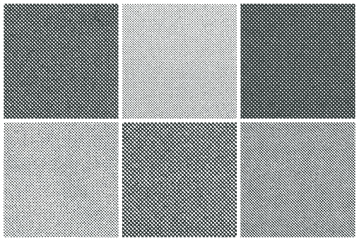 Set of 6 square halftone texture backgrounds.