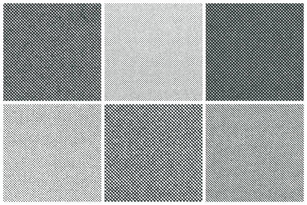 Set of halftone texture backgrounds Set of 6 square halftone texture backgrounds. half tone stock illustrations