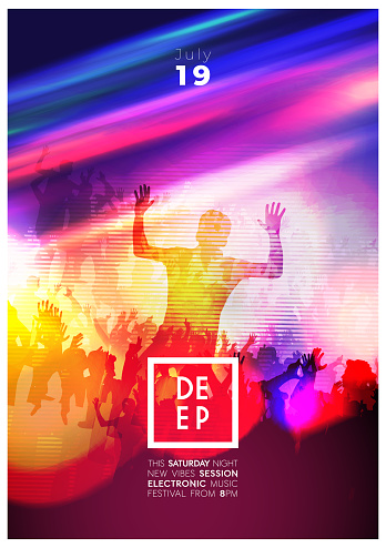 Neon dance party poster background