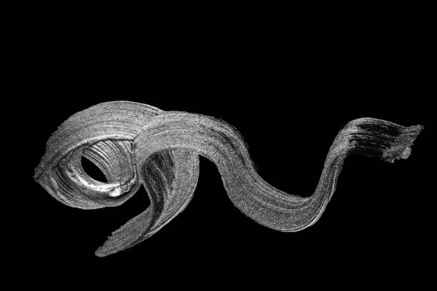 istock Silver brush strokes isolated on black background with clipping  path. 1408385012