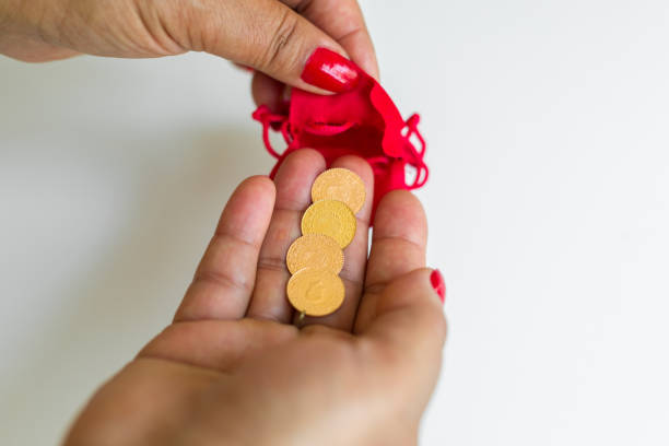 Woman with gold coins