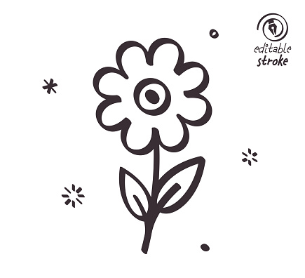 Flower delivery concept can fit various design projects. Modern and playful line vector illustration featuring the object drawn in outline style. It's also easy to change the stroke width and edit the color.
